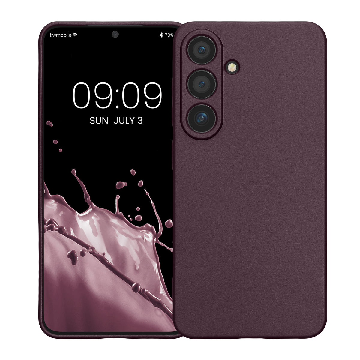 kwmobile Handyhülle für Samsung Galaxy S25 Hülle - weiche Silikon Case metallisch schimmernd - Schutzhülle Cover - Metallic Brombeere Metallic Brombeere
