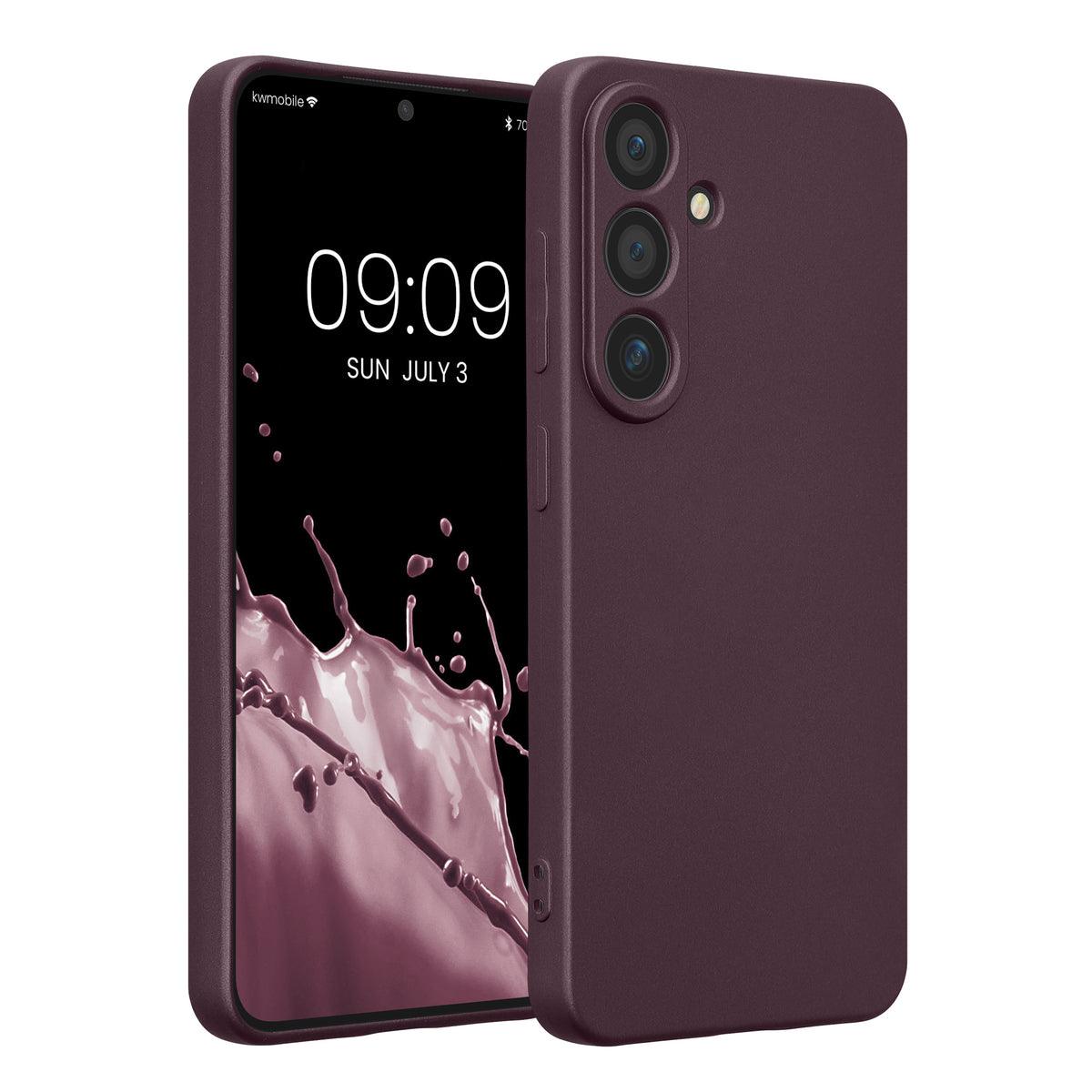 kwmobile Handyhülle für Samsung Galaxy S25 Hülle - weiche Silikon Case metallisch schimmernd - Schutzhülle Cover - Metallic Brombeere Metallic Brombeere