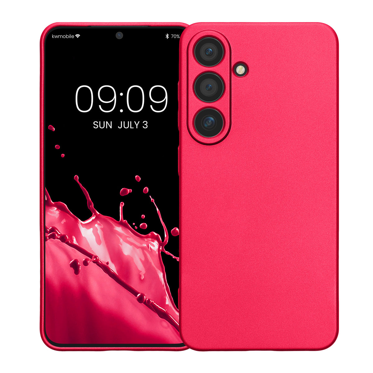 kwmobile Handyhülle für Samsung Galaxy S25 Hülle - weiche Silikon Case metallisch schimmernd - Schutzhülle Cover - Metallic Pink Metallic Pink