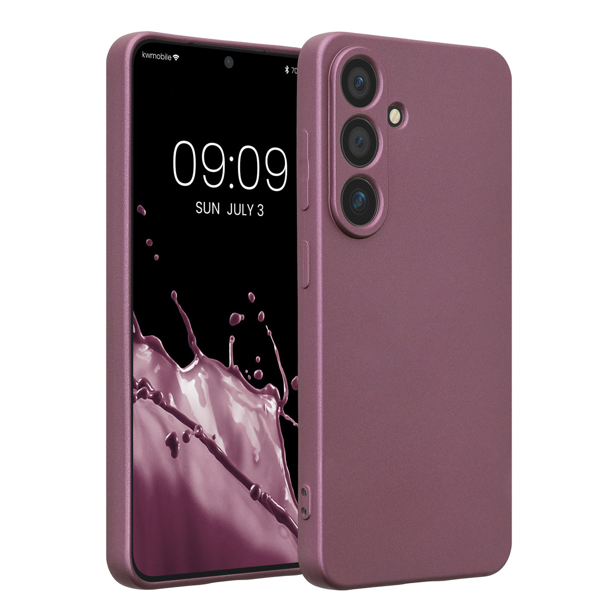 kwmobile Handyhülle für Samsung Galaxy S25 Hülle - weiche Silikon Case metallisch schimmernd - Schutzhülle Cover - Metallic Lavendel Metallic Lavendel