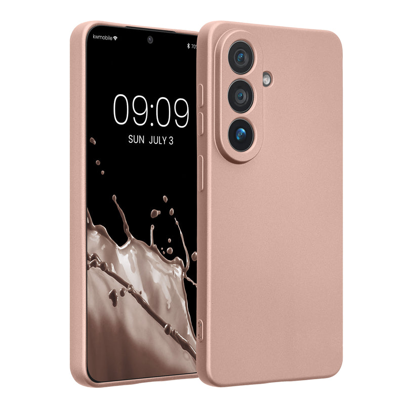 kwmobile Handyhülle für Samsung Galaxy S26 Hülle - weiche Silikon Case metallisch schimmernd - Schutzhülle Cover - Metallic Rosegold Metallic Rosegold