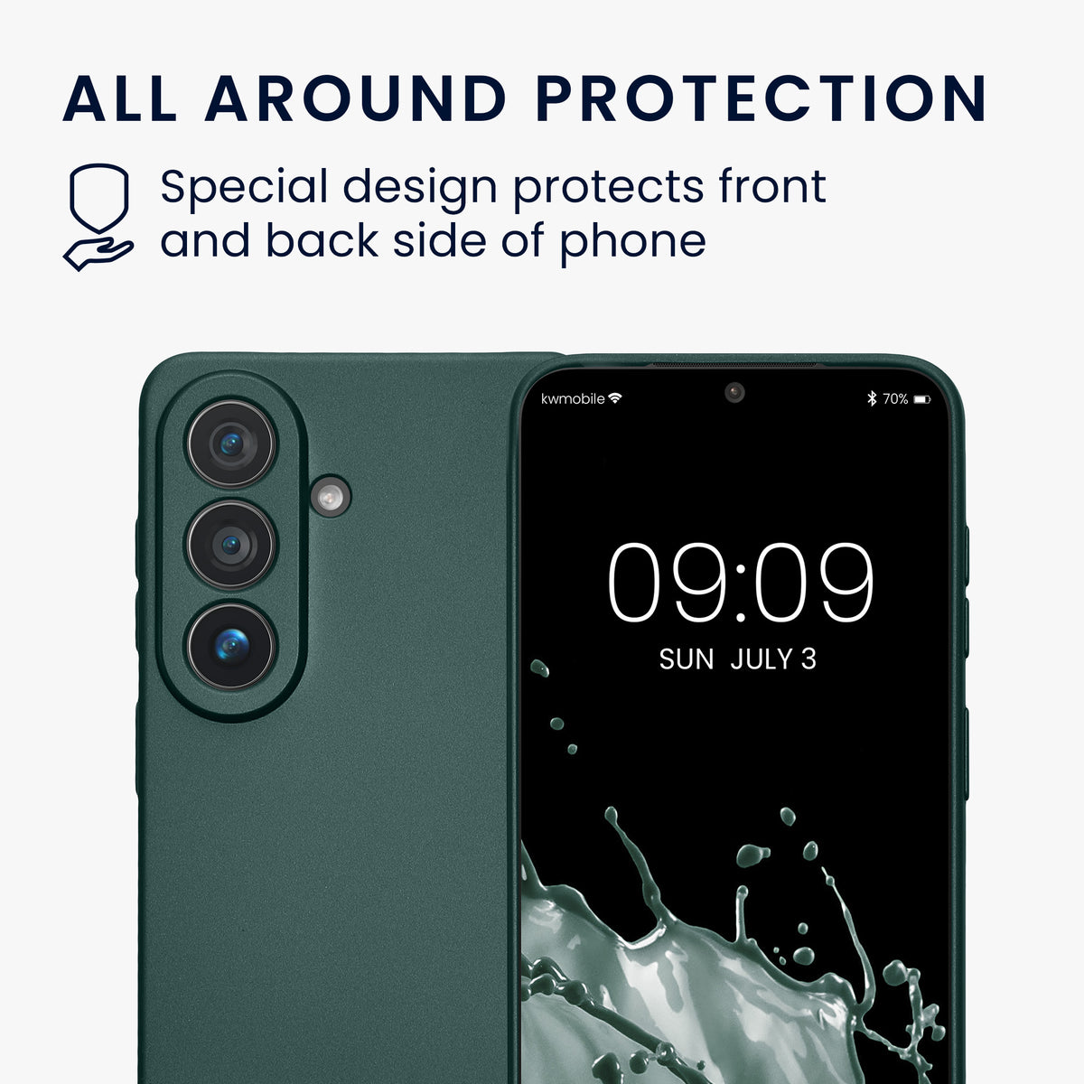 kwmobile Handyhülle für Samsung Galaxy S26 Hülle - weiche Silikon Case metallisch schimmernd - Schutzhülle Cover - Metallic Petrol Metallic Petrol