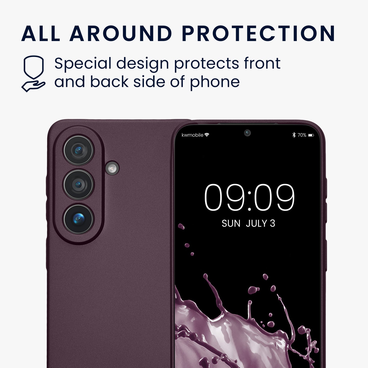 kwmobile Handyhülle für Samsung Galaxy S26 Hülle - weiche Silikon Case metallisch schimmernd - Schutzhülle Cover - Metallic Brombeere Metallic Brombeere