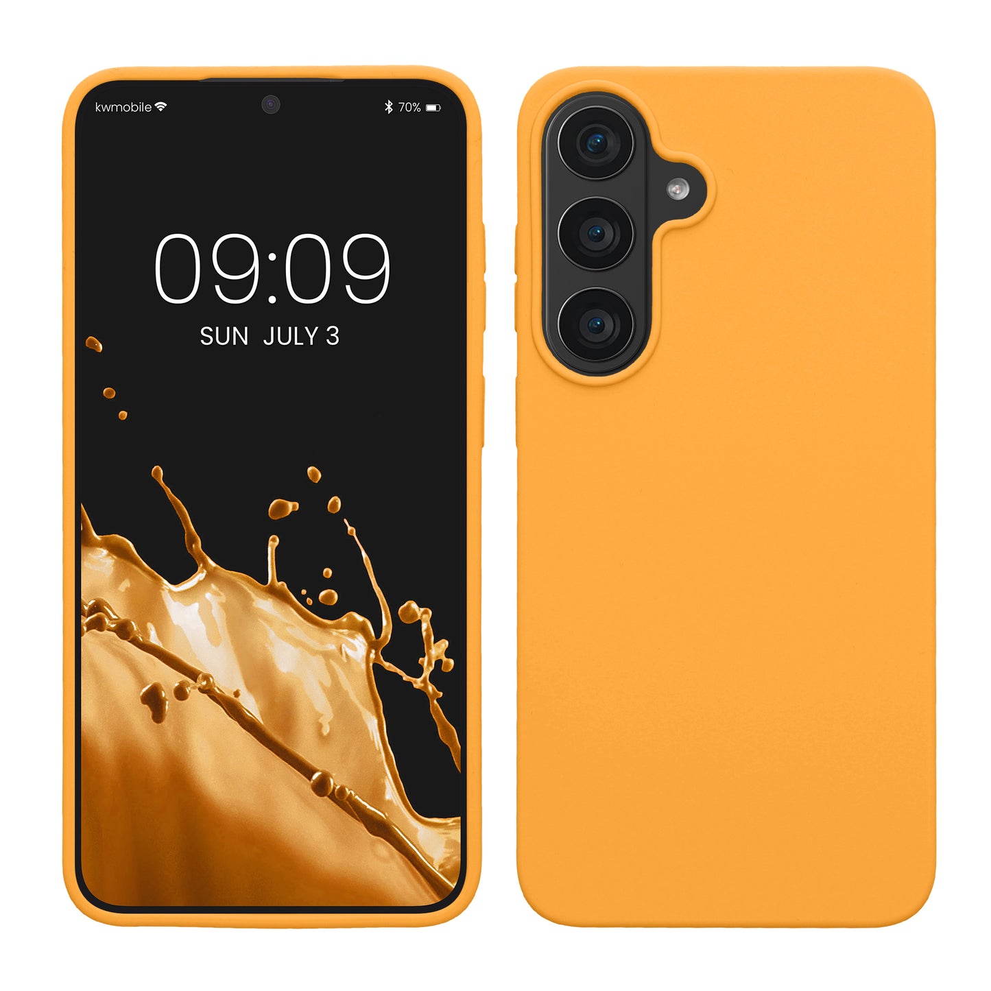 kwmobile Handyhülle für Samsung Galaxy S26 FE Hülle - Case Silikon - Kabelloses Laden - Schutzhülle Cover in Fruity Orange Fruity Orange