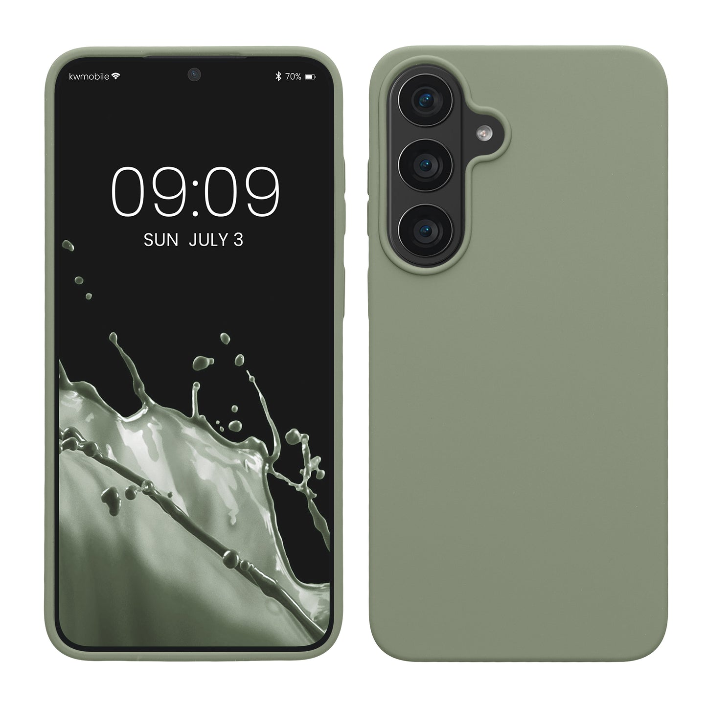 kwmobile Handyhülle für Samsung Galaxy S26 FE Hülle - Case Silikon - Kabelloses Laden - Schutzhülle Cover in Graugrün Graugrün