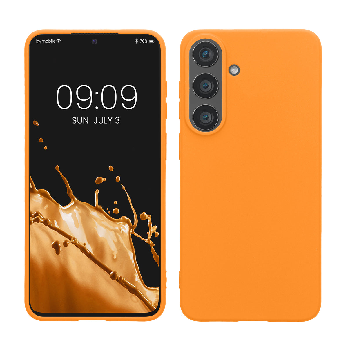 kwmobile Hülle für Samsung Galaxy S26 FE TPU Case - Handyhülle unterstützt kabelloses Laden, flexible Schutzhülle, gummiertes Cover in Fruity Orange Fruity Orange