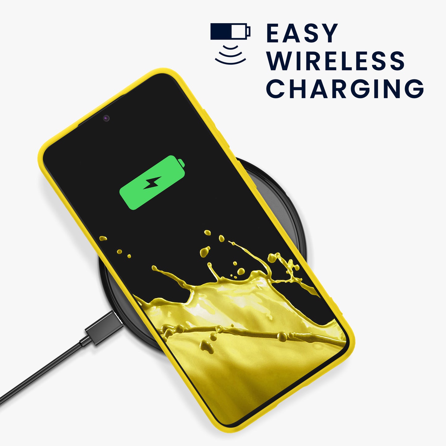 kwmobile Hülle für Samsung Galaxy S26 FE TPU Case - Handyhülle unterstützt kabelloses Laden, flexible Schutzhülle, gummiertes Cover in Strahlend Gelb Strahlend Gelb