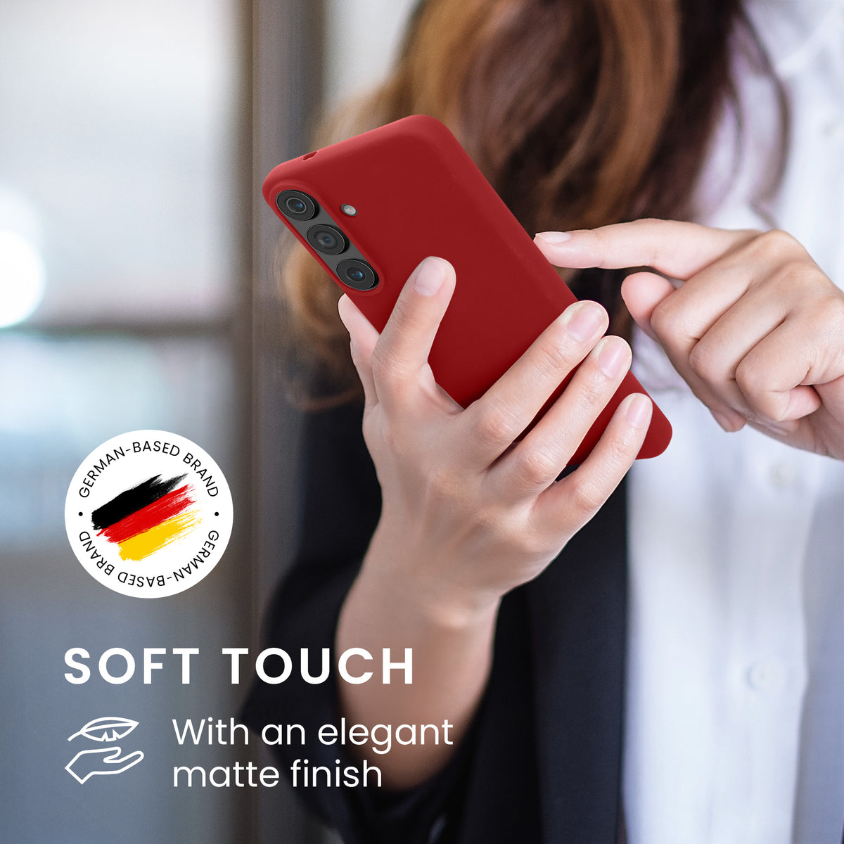 kwmobile Hülle für Samsung Galaxy S26 FE TPU Case - Handyhülle unterstützt kabelloses Laden, flexible Schutzhülle, gummiertes Cover in Rhabarber Rot Rhabarber Rot