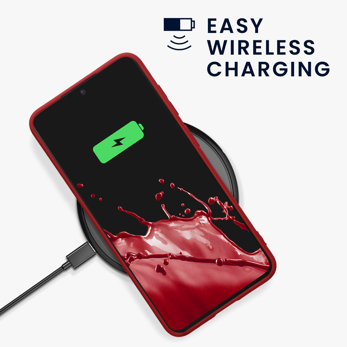 kwmobile Hülle für Samsung Galaxy S26 FE TPU Case - Handyhülle unterstützt kabelloses Laden, flexible Schutzhülle, gummiertes Cover in Rhabarber Rot Rhabarber Rot