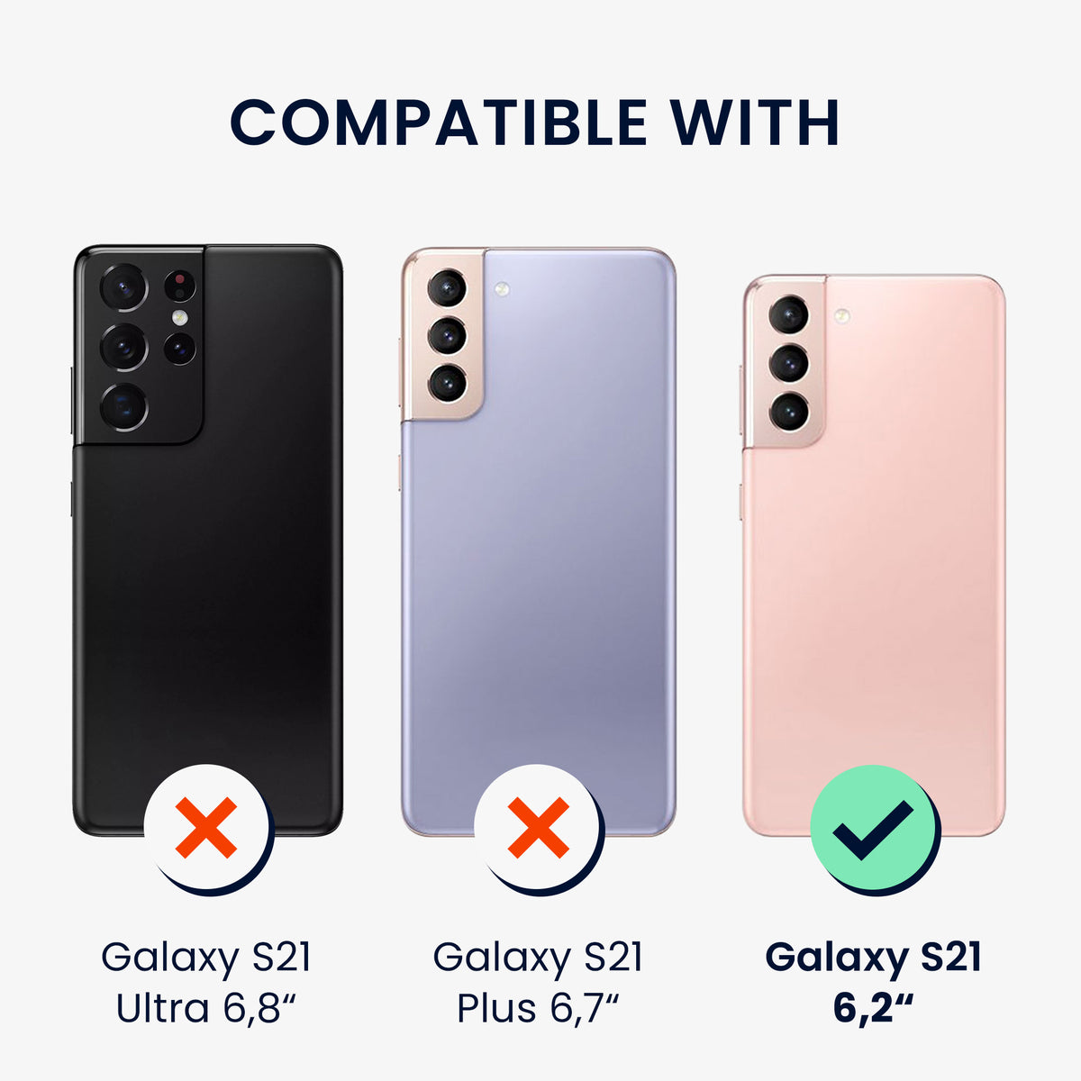kwmobile Handyhülle mit 2x Displayschutzfolien kompatibel mit Samsung Galaxy S21 Hülle - Screen Protector aus gehärtetem Glas - kabelloses Laden - Altrosa matt Altrosa matt