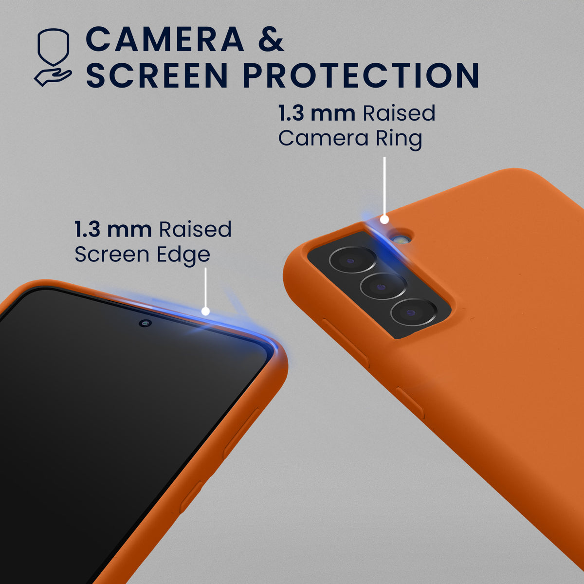 kwmobile Handyhülle mit 2x Displayschutzfolien kompatibel mit Samsung Galaxy S21 Hülle - Screen Protector aus gehärtetem Glas - kabelloses Laden - Fruity Orange Fruity Orange