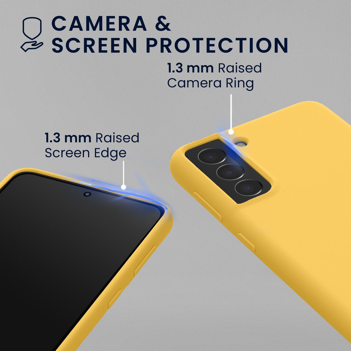 kwmobile Handyhülle mit 2x Displayschutzfolien kompatibel mit Samsung Galaxy S21 Hülle - Screen Protector aus gehärtetem Glas - kabelloses Laden - Strahlend Gelb Strahlend Gelb