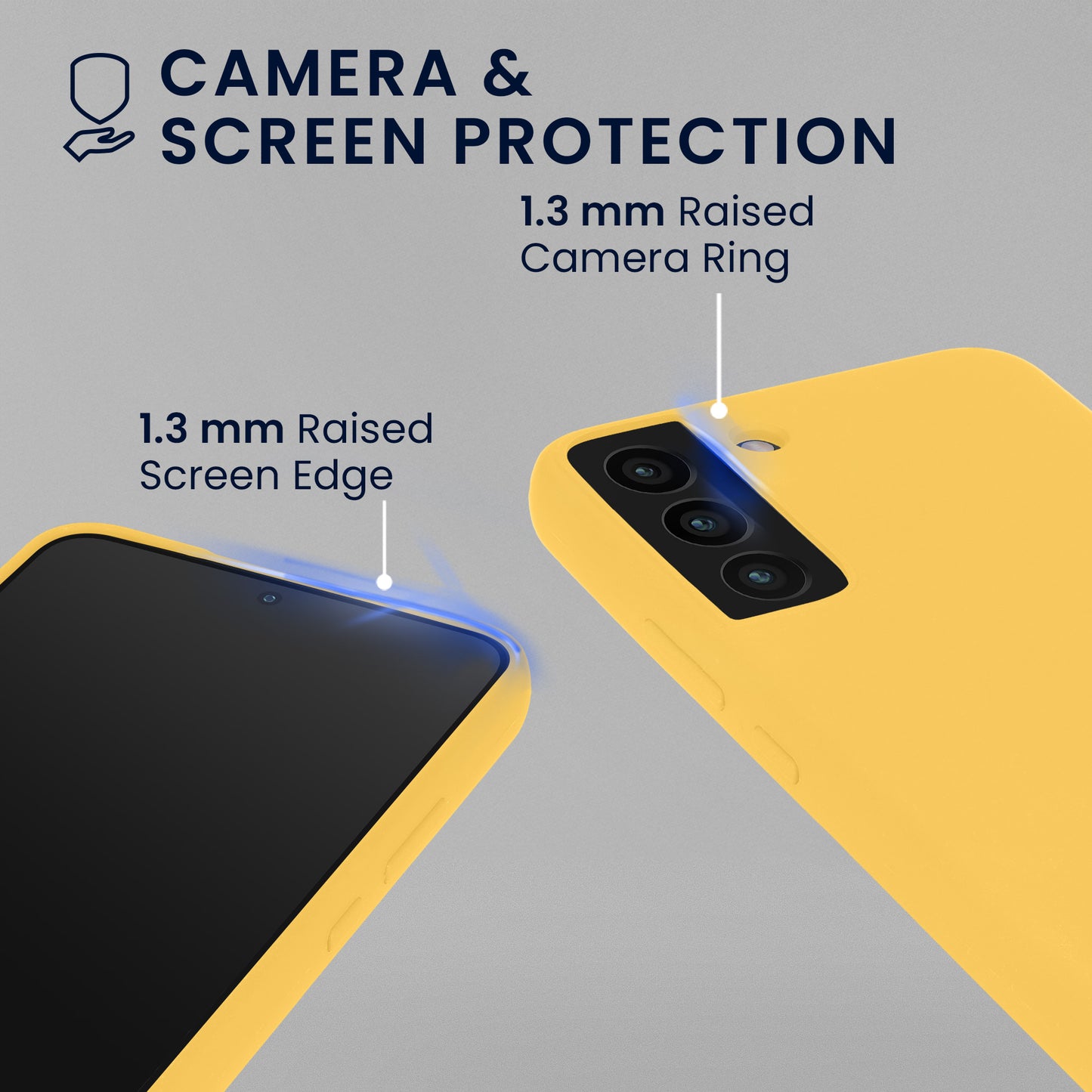 kwmobile Handyhülle mit 2x Displayschutzfolien kompatibel mit Samsung Galaxy S22 Hülle - Screen Protector aus gehärtetem Glas - kabelloses Laden - Strahlend Gelb Strahlend Gelb