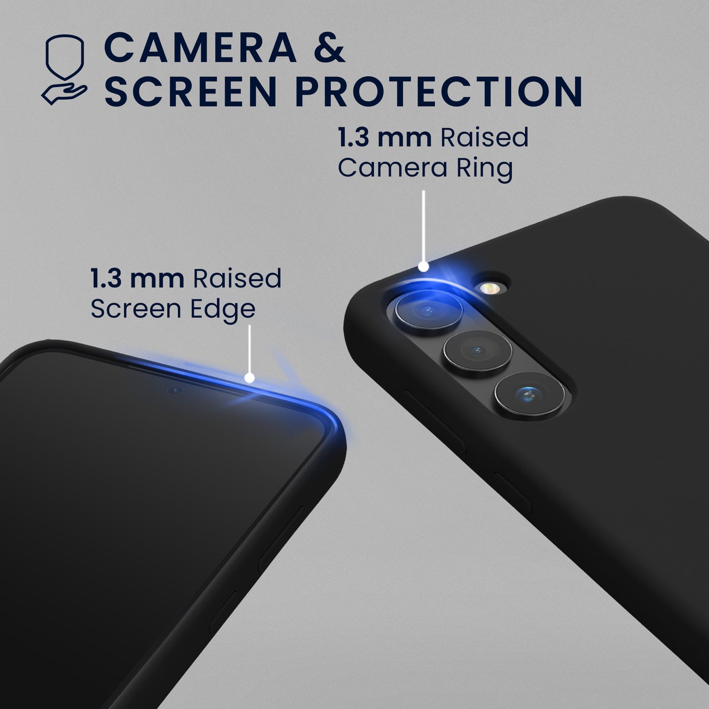 kwmobile Handyhülle mit 2x Displayschutzfolien kompatibel mit Samsung Galaxy S23 Hülle - Screen Protector aus gehärtetem Glas - kabelloses Laden - Schwarz Schwarz