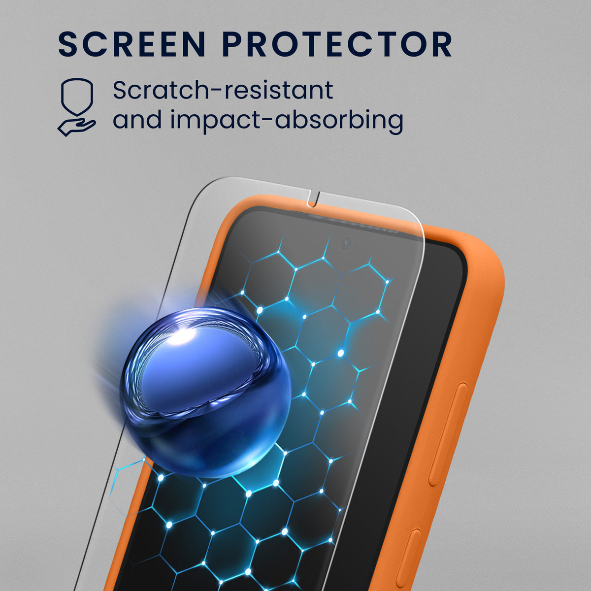 kwmobile Handyhülle mit 2x Displayschutzfolien kompatibel mit Samsung Galaxy S23 Hülle - Screen Protector aus gehärtetem Glas - kabelloses Laden - Fruity Orange Fruity Orange