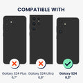 kwmobile Handyhülle mit 2x Displayschutzfolien kompatibel mit Samsung Galaxy S24 Hülle - Screen Protector aus gehärtetem Glas - kabelloses Laden - Schwarz Schwarz