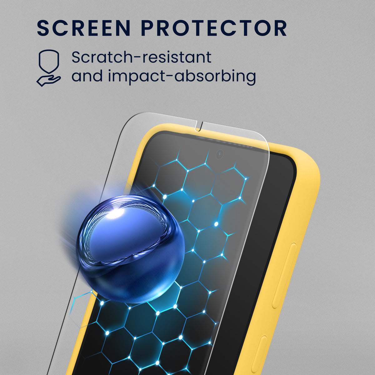 kwmobile Handyhülle mit 2x Displayschutzfolien kompatibel mit Samsung Galaxy S24 Hülle - Screen Protector aus gehärtetem Glas - kabelloses Laden - Strahlend Gelb Strahlend Gelb