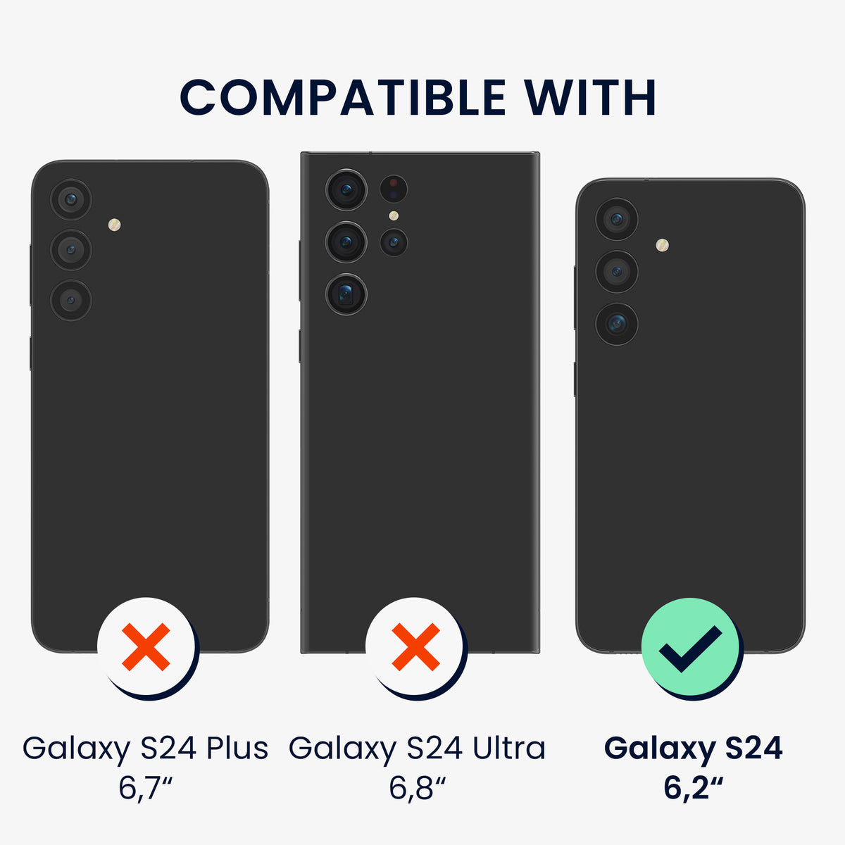 kwmobile Handyhülle mit 2x Displayschutzfolien kompatibel mit Samsung Galaxy S24 Hülle - Screen Protector aus gehärtetem Glas - kabelloses Laden - Graugrün Graugrün