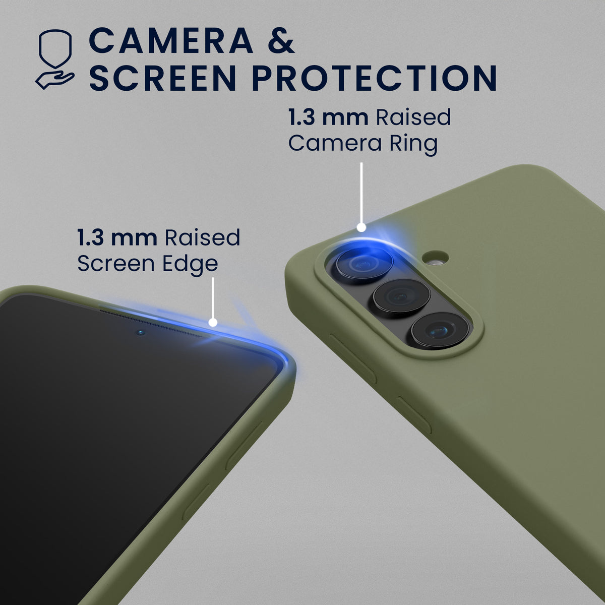 kwmobile Handyhülle mit 2x Displayschutzfolien kompatibel mit Samsung Galaxy S26 Hülle - Screen Protector aus gehärtetem Glas - kabelloses Laden - Graugrün Graugrün