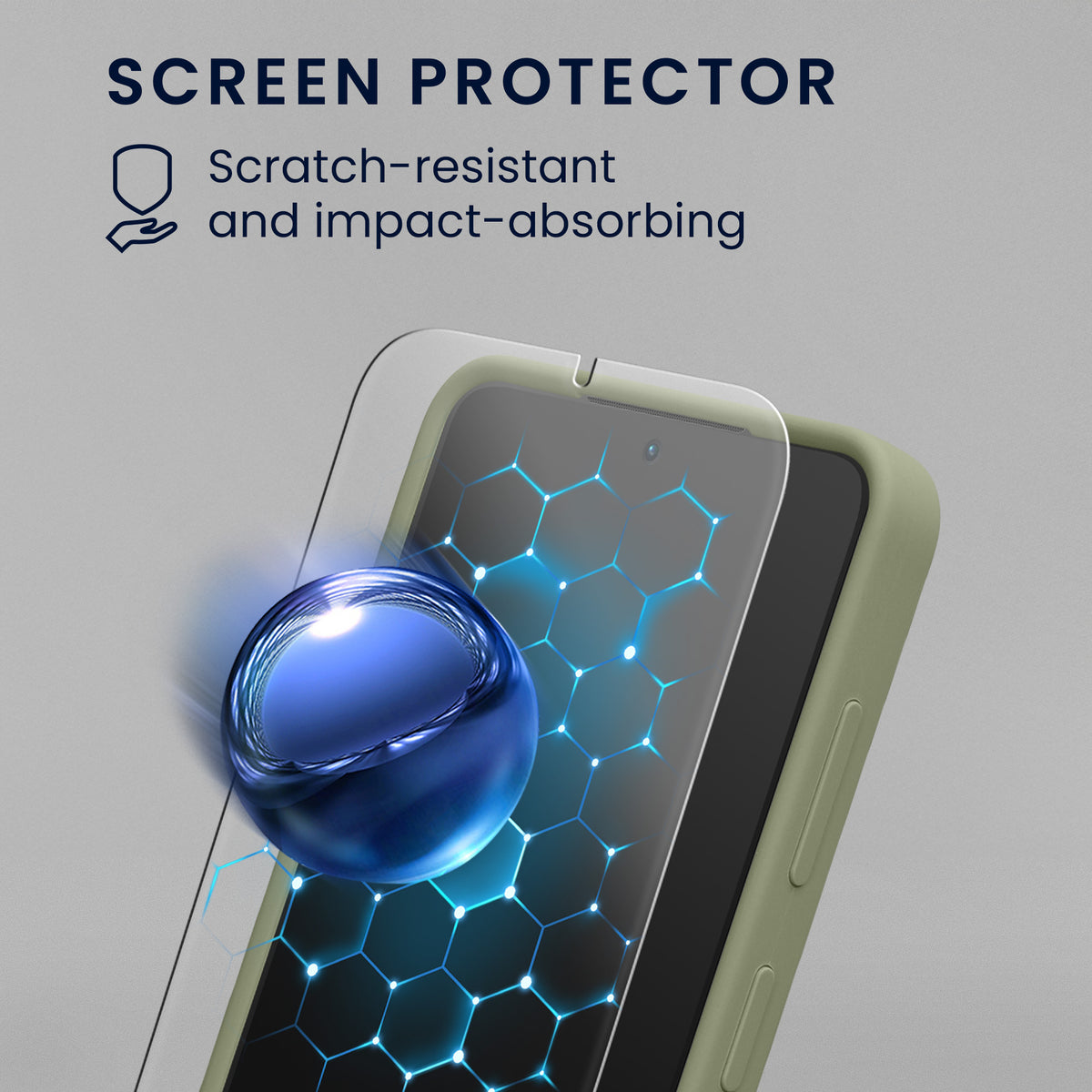 kwmobile Handyhülle mit 2x Displayschutzfolien kompatibel mit Samsung Galaxy S26 Hülle - Screen Protector aus gehärtetem Glas - kabelloses Laden - Graugrün Graugrün