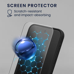 kwmobile Handyhülle mit 2x Displayschutzfolien kompatibel mit Samsung Galaxy A56 5G Hülle - Screen Protector aus gehärtetem Glas - kabelloses Laden - Schwarz Schwarz