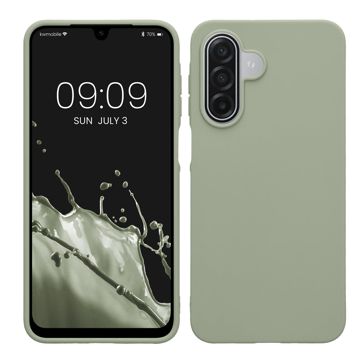 kwmobile Hülle für Samsung Galaxy A18 4G / 5G TPU Case - Handyhülle unterstützt kabelloses Laden, flexible Schutzhülle, gummiertes Cover in Graugrün Graugrün