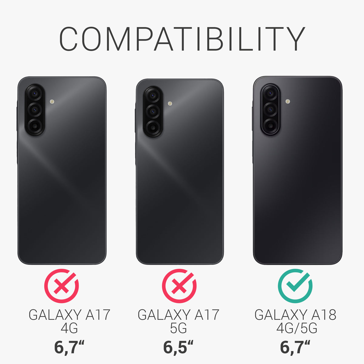 kwmobile 3x Folie matt kompatibel mit Samsung Galaxy A18 4G / 5G - Displayschutzfolie Schutzfolie - Displayschutz Displayfolie entspiegelt Matt Transparent