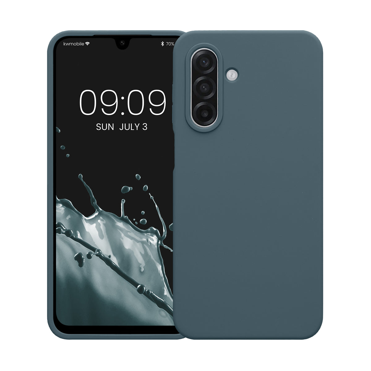 kwmobile Handyhülle für Samsung Galaxy A18 4G / 5G Hülle - Case Silikon - Kabelloses Laden - Schutzhülle Cover in Dunkler Schiefer Dunkler Schiefer