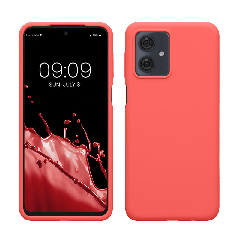 kwmobile Handyhülle für Motorola Moto G54 5G Hülle - Case Silikon - Kabelloses Laden - Schutzhülle Cover in Neon Koralle Neon Koralle  