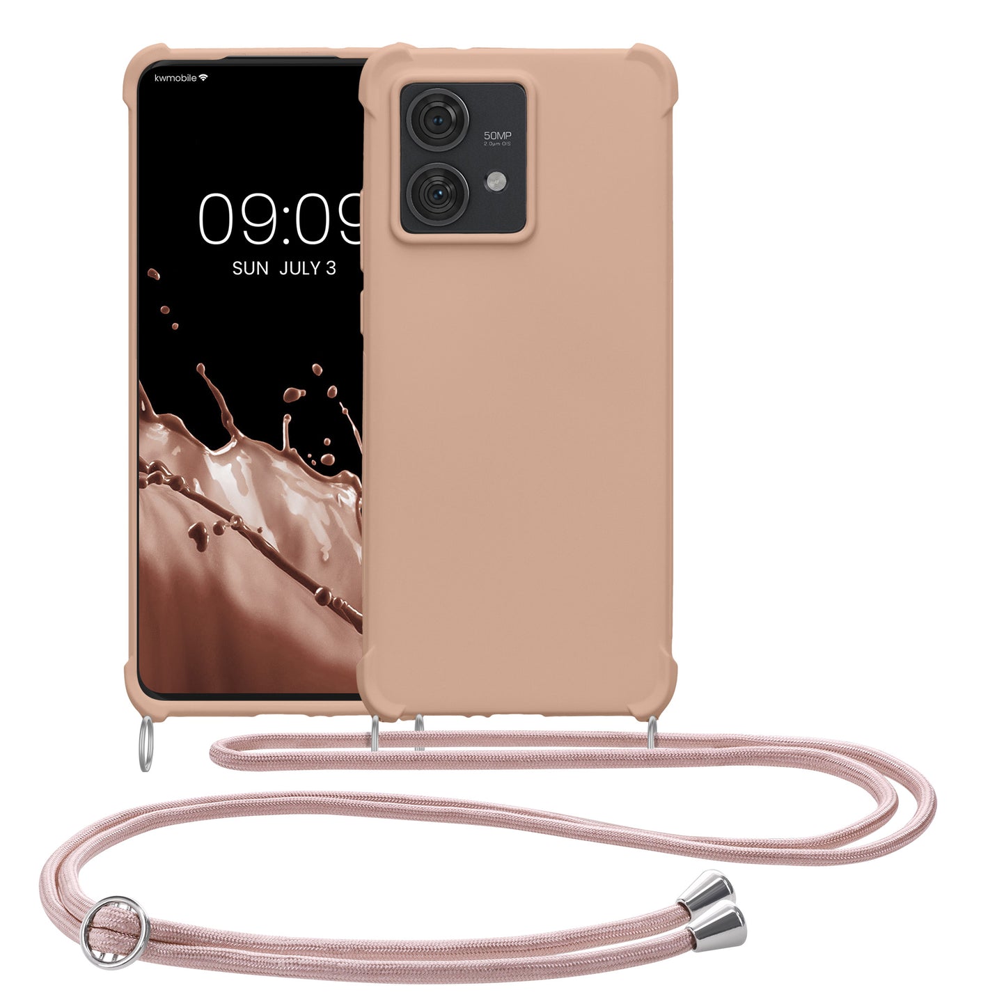 kwmobile Necklace Case kompatibel mit Motorola Edge 40 Neo Hülle - Cover mit Kordel zum Umhängen - Silikon Schutzhülle