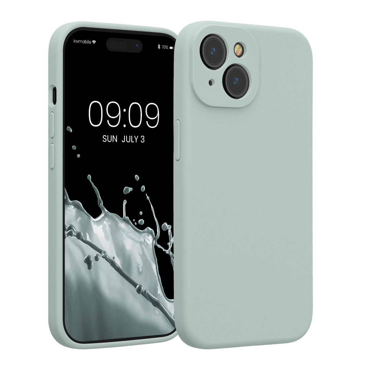 kwmobile Hülle kompatibel mit Apple iPhone 15 - Hülle Silikon gummiert - Handyhülle - Handy Case in Cool Mint Cool Mint