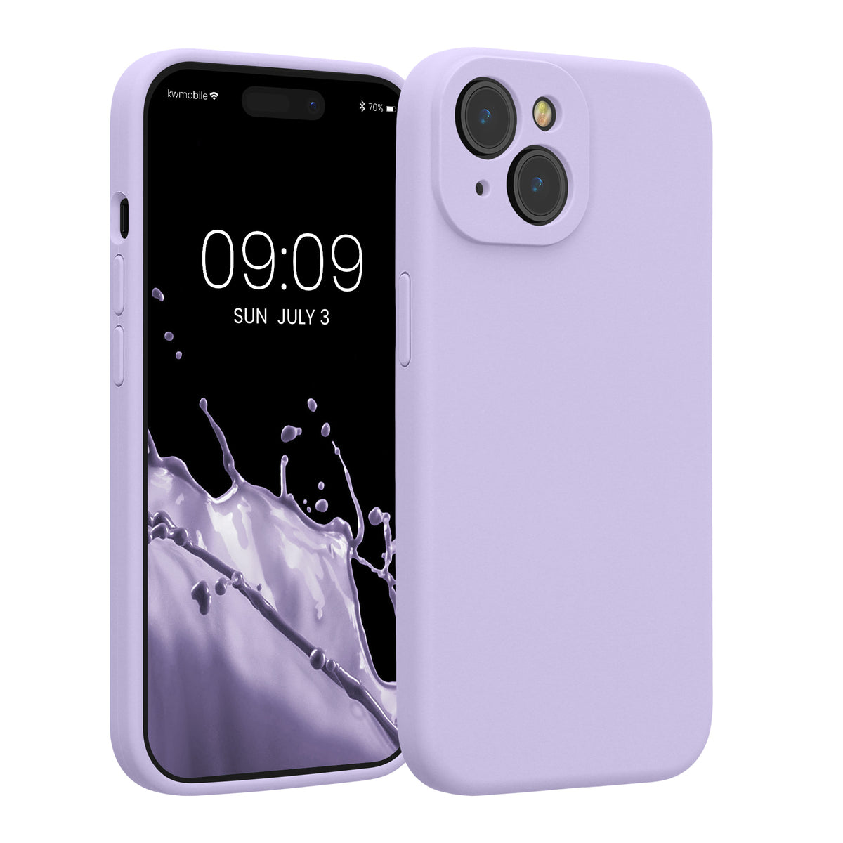 kwmobile Hülle kompatibel mit Apple iPhone 15 - Hülle Silikon gummiert - Handyhülle - Handy Case in Lavendel Lavendel