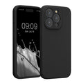 kwmobile Hülle kompatibel mit Apple iPhone 15 Pro - Hülle Silikon gummiert - Handyhülle - Handy Case in Schwarz Schwarz  