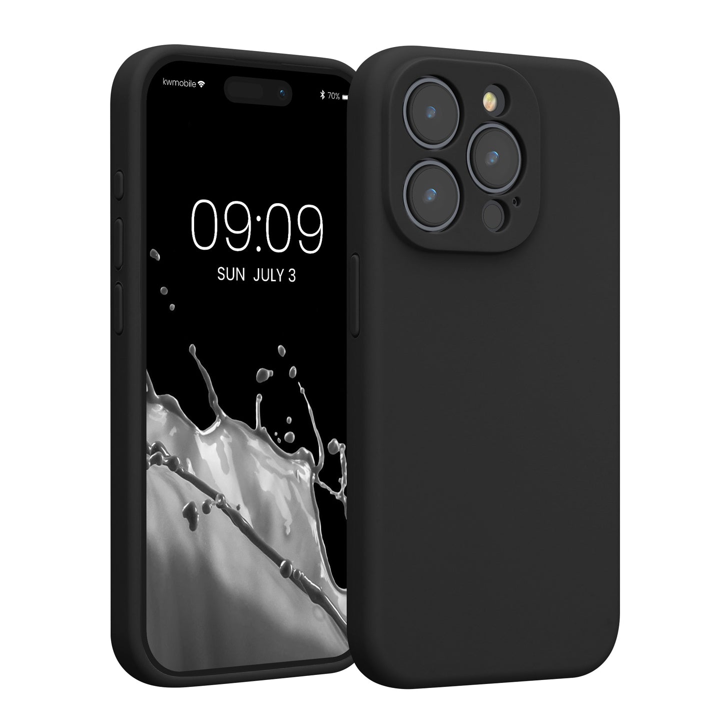 kwmobile Hülle kompatibel mit Apple iPhone 15 Pro - Hülle Silikon gummiert - Handyhülle - Handy Case in Schwarz Schwarz  