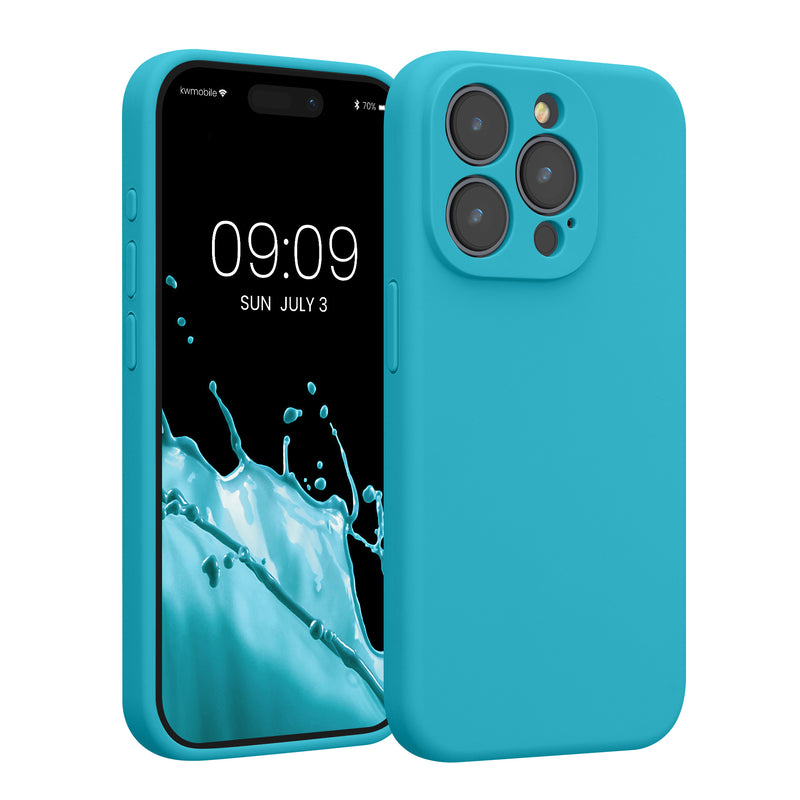 kwmobile Hülle kompatibel mit Apple iPhone 15 Pro - Hülle Silikon gummiert - Handyhülle - Handy Case in Cool Glacier Cool Glacier  