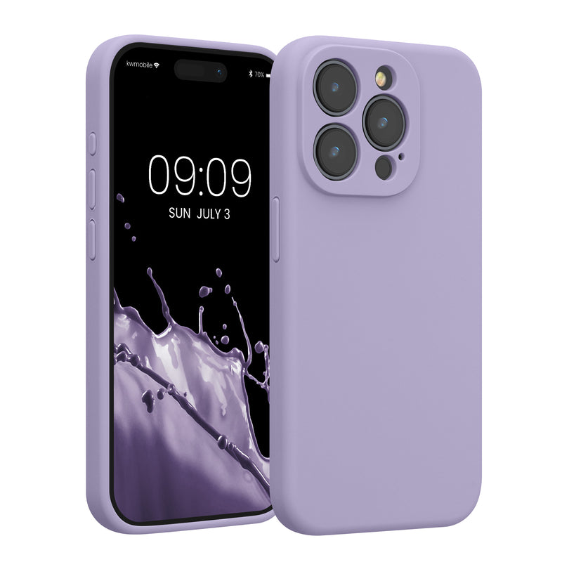kwmobile Hülle kompatibel mit Apple iPhone 15 Pro - Hülle Silikon gummiert - Handyhülle - Handy Case in Lavendel Lavendel  
