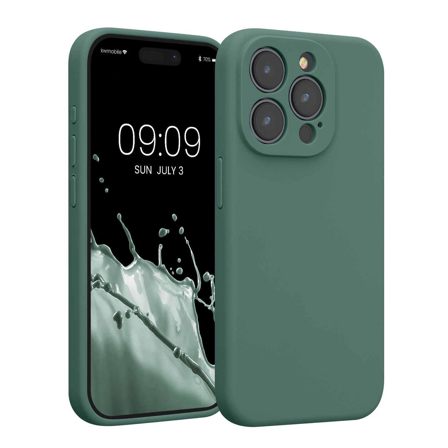 kwmobile Hülle kompatibel mit Apple iPhone 15 Pro - Hülle Silikon gummiert - Handyhülle - Handy Case in Tannengrün Tannengrün  