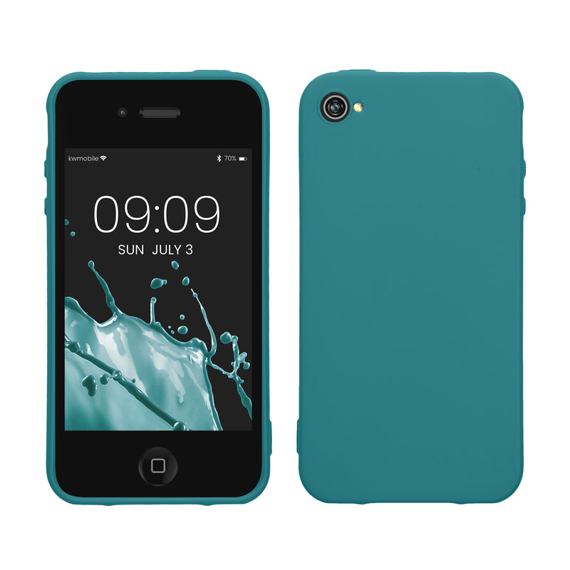 kwmobile Handyhülle für Apple iPhone 4 / 4S Hülle - TPU Case - Kabelloses Laden - Schutzhülle Cover in Petrol matt Petrol matt  