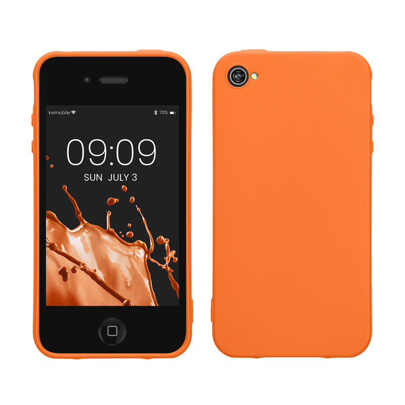 kwmobile Handyhülle für Apple iPhone 4 / 4S Hülle - TPU Case - Kabelloses Laden - Schutzhülle Cover in Fruity Orange Fruity Orange  