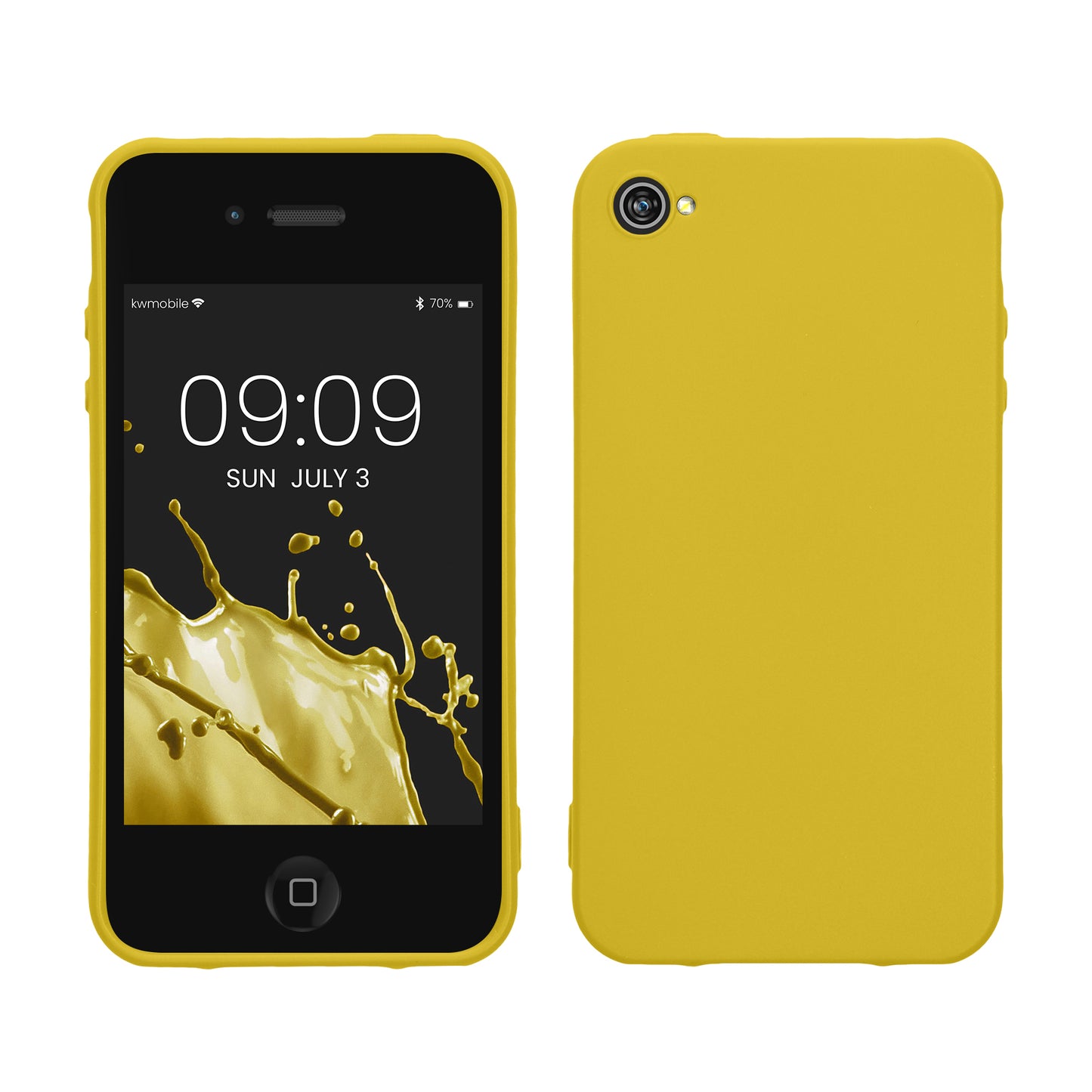 kwmobile Handyhülle für Apple iPhone 4 / 4S Hülle - TPU Case - Kabelloses Laden - Schutzhülle Cover in Strahlend Gelb Strahlend Gelb  