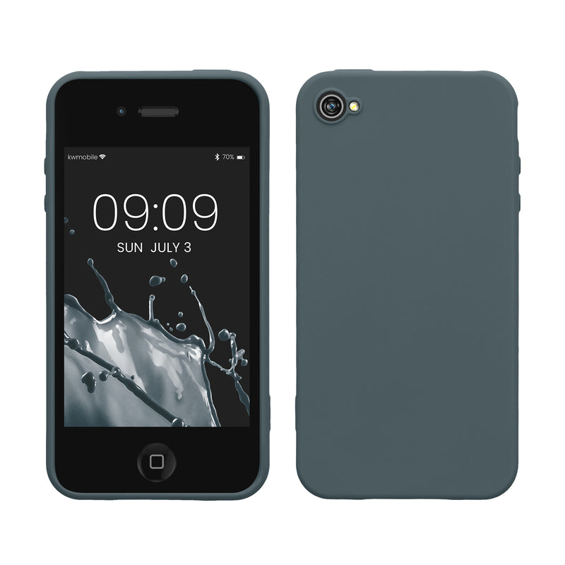 kwmobile Handyhülle für Apple iPhone 4 / 4S Hülle - TPU Case - Kabelloses Laden - Schutzhülle Cover in Dunkler Schiefer Dunkler Schiefer  