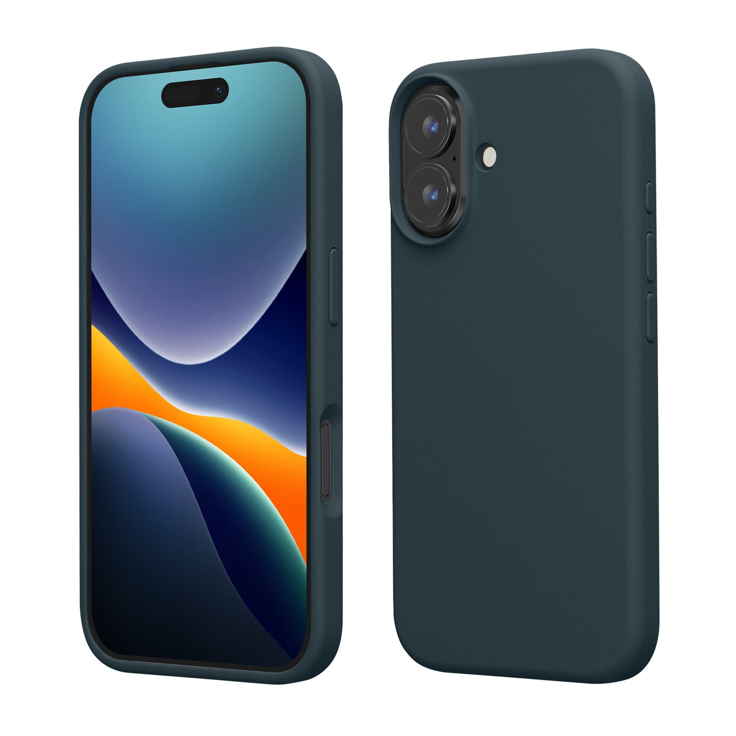 kwmobile Handyhülle für iPhone 16 Hülle, für iPhone 16 Case - Hülle Silikon - kabelloses Laden - Dunkler Schiefer Dunkler Schiefer  