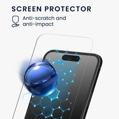 iPhone 15 Pro Kunstleder Handyhülle mit 3 Kartenfächern RFID-Schutz und Displayschutzfolie
