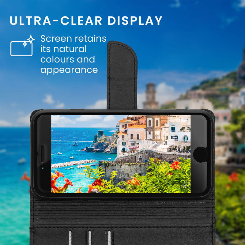 kwmobile Kunstleder Handyhülle kompatibel mit Apple iPhone SE (2022) / SE (2020) / 8 / 7 Hülle - Brieftaschen Schutzhülle aus PU-Leder mit Displayschutz und RFID-Schutz