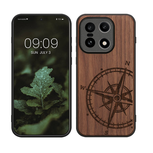 kwmobile Handyhülle für OnePlus 15 Hülle Holz - Case mit TPU Bumper - Stoßfestes Hardcase - Schutzhülle Cover in Dunkelbraun Dunkelbraun  [dsg01]