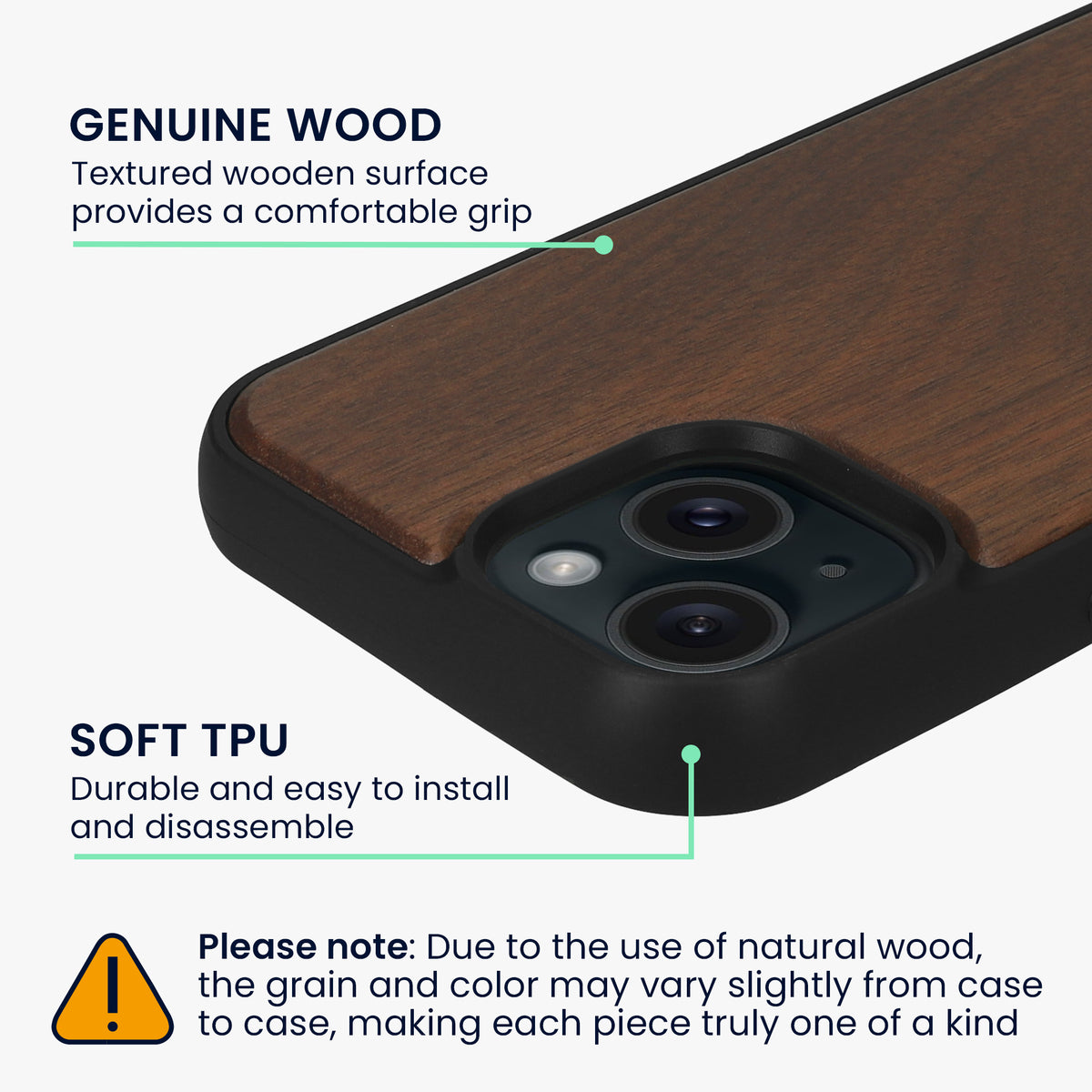 iPhone 15 Holz Handyhülle mit MagSafe Dunkelbraun KWM0000234V001C