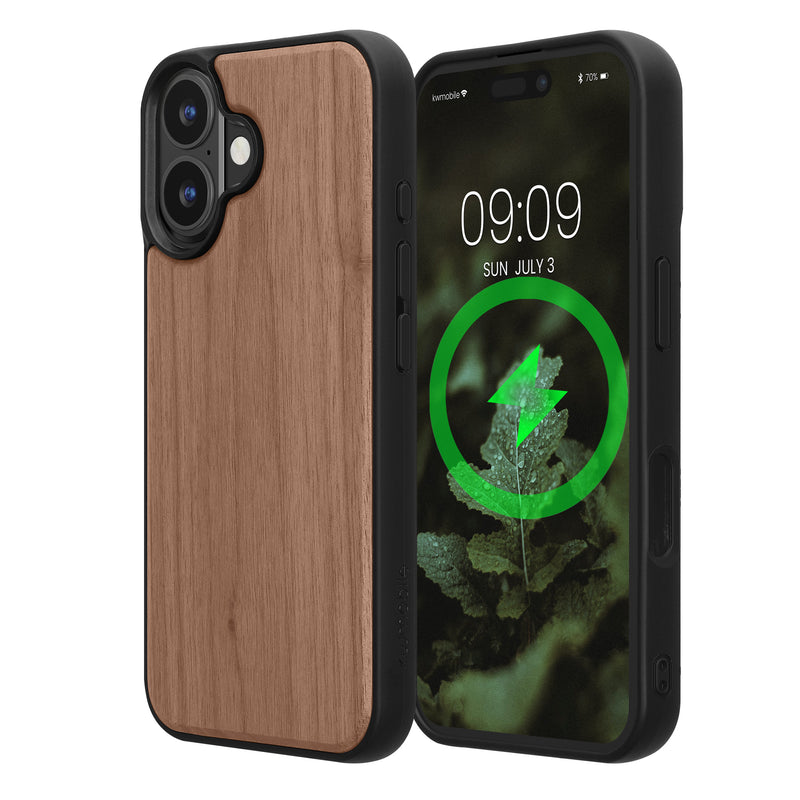 iPhone 16 Holz Handyhülle mit MagSafe Dunkelbraun