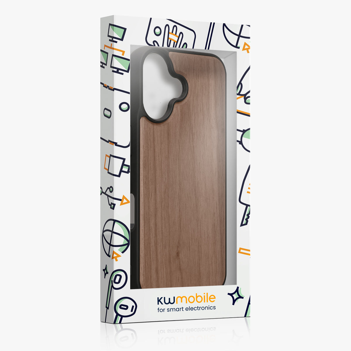 iPhone 16 Holz Handyhülle mit MagSafe Dunkelbraun KWM0000234W001C