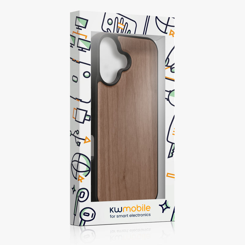 iPhone 16 Holz Handyhülle mit MagSafe Dunkelbraun KWM0000234W001C