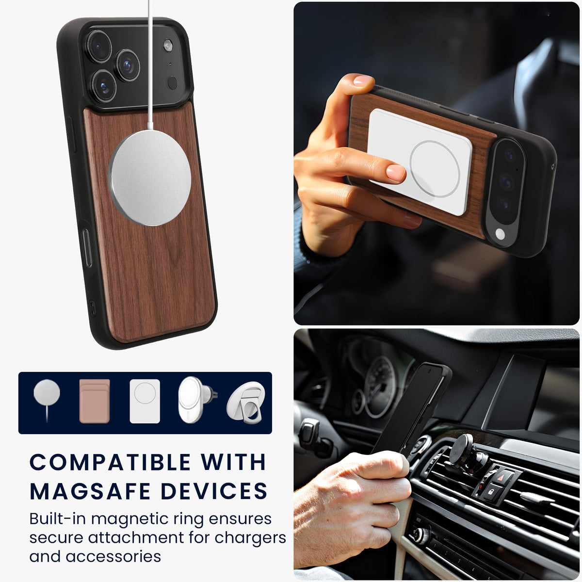 iPhone 18 Pro Max / iPhone 17 Pro Max Holz Handyhülle mit MagSafe Dunkelbraun KWM0000234X001C